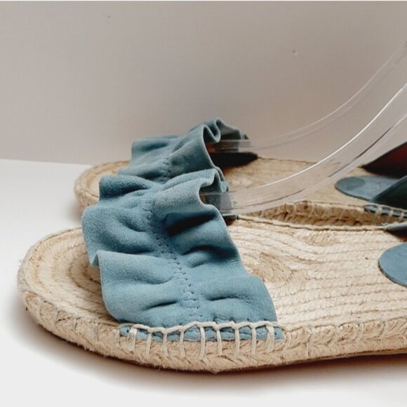 SPLENDID Becca Ruffled Blue Suede Rope Espadrille Ankle Strap Sandals Sz 7.5 - Picture 7 of 15